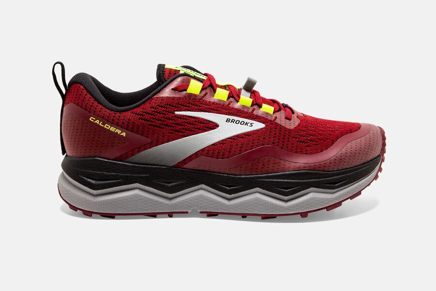 Mens Brooks Caldera 5 Trail Shoes Red/Black/Nightlife | Shoes 3642-ZMPNA